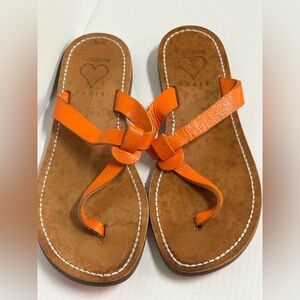 LOUISON PARIS Orange Leather Thong Sandals SZ 40 RARE